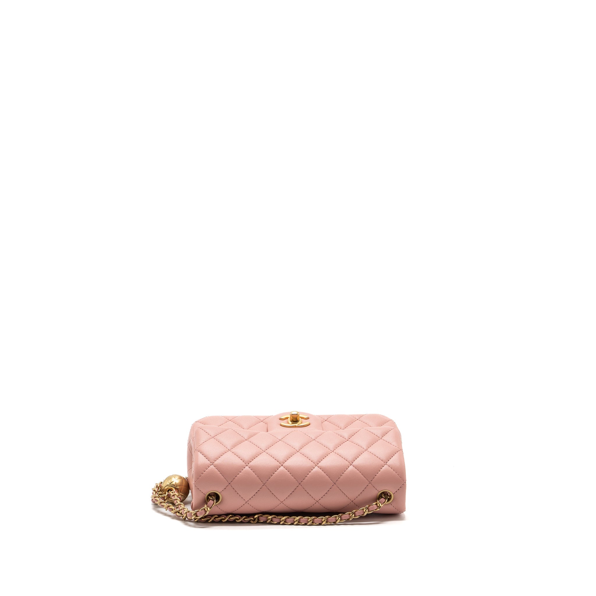 CHANEL PEARL CRUSH MINI RECTANGULAR FLAP BAG LAMBSKIN PINK GHW (MICROCHIP)