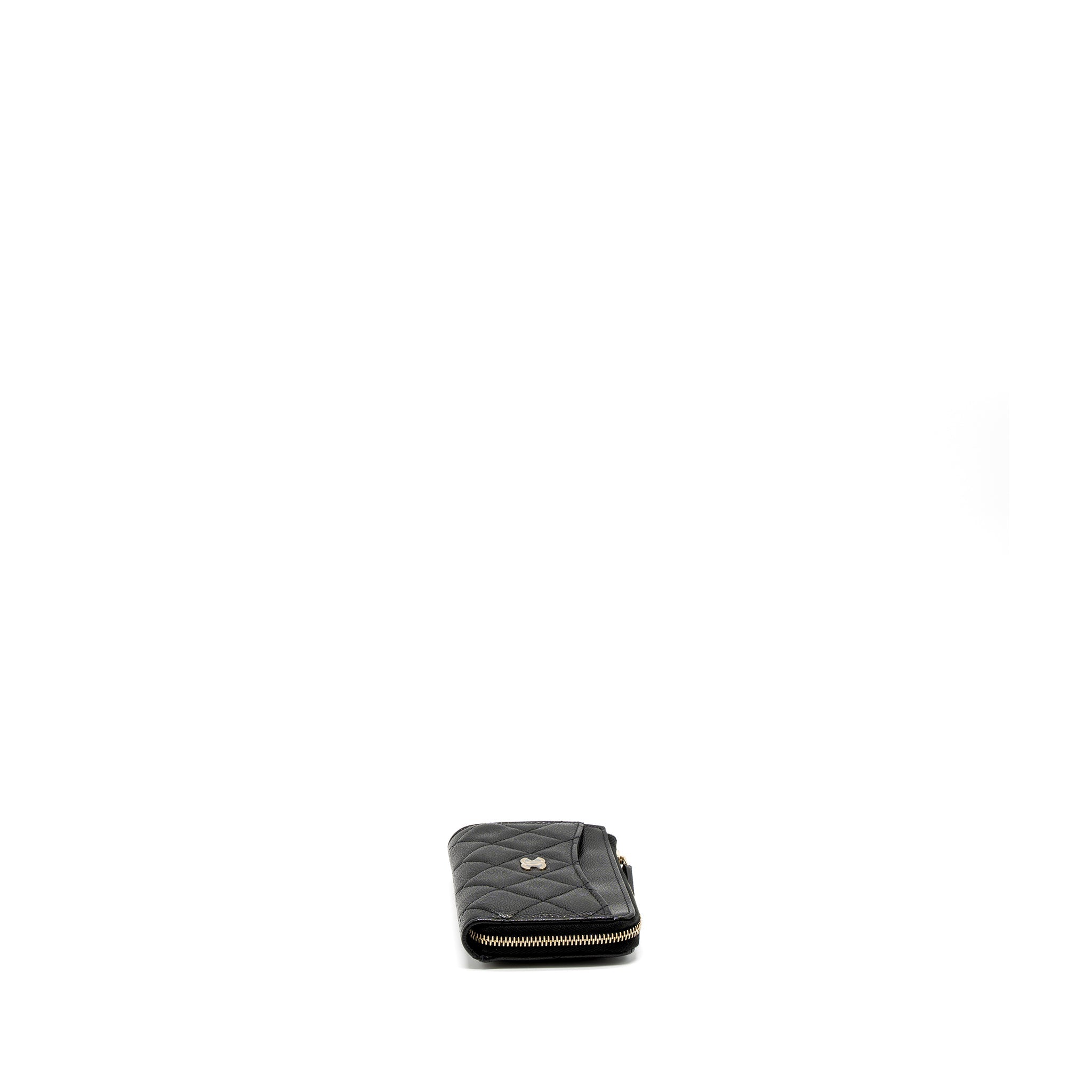 CHANEL L ZIP WALLET CAVIAR BLACK LGHW (MICROCHIP)