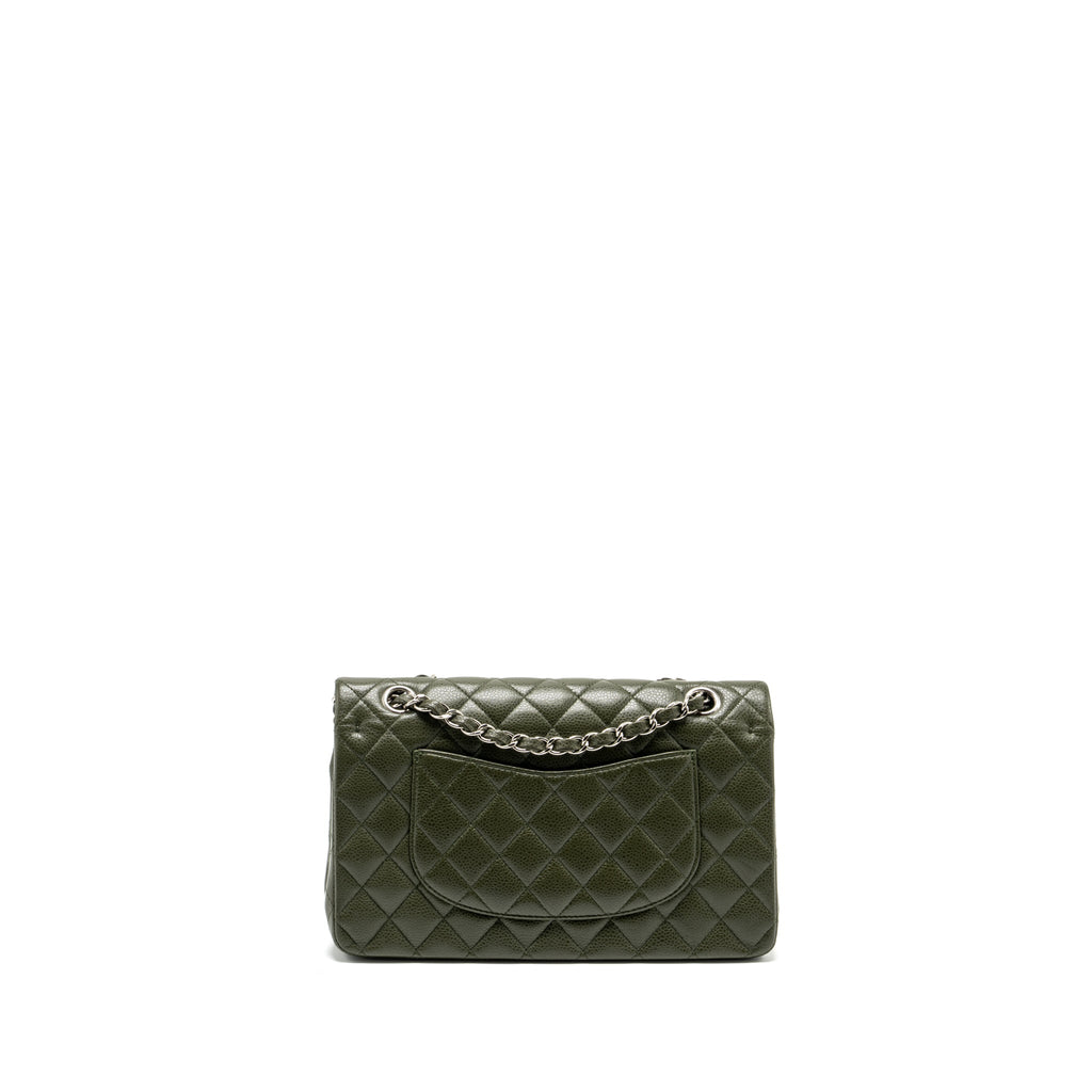 CHANEL MEDIUM CLASSIC DOUBLE FLAP BAG CAVIAR OLIVE GREEN SHW