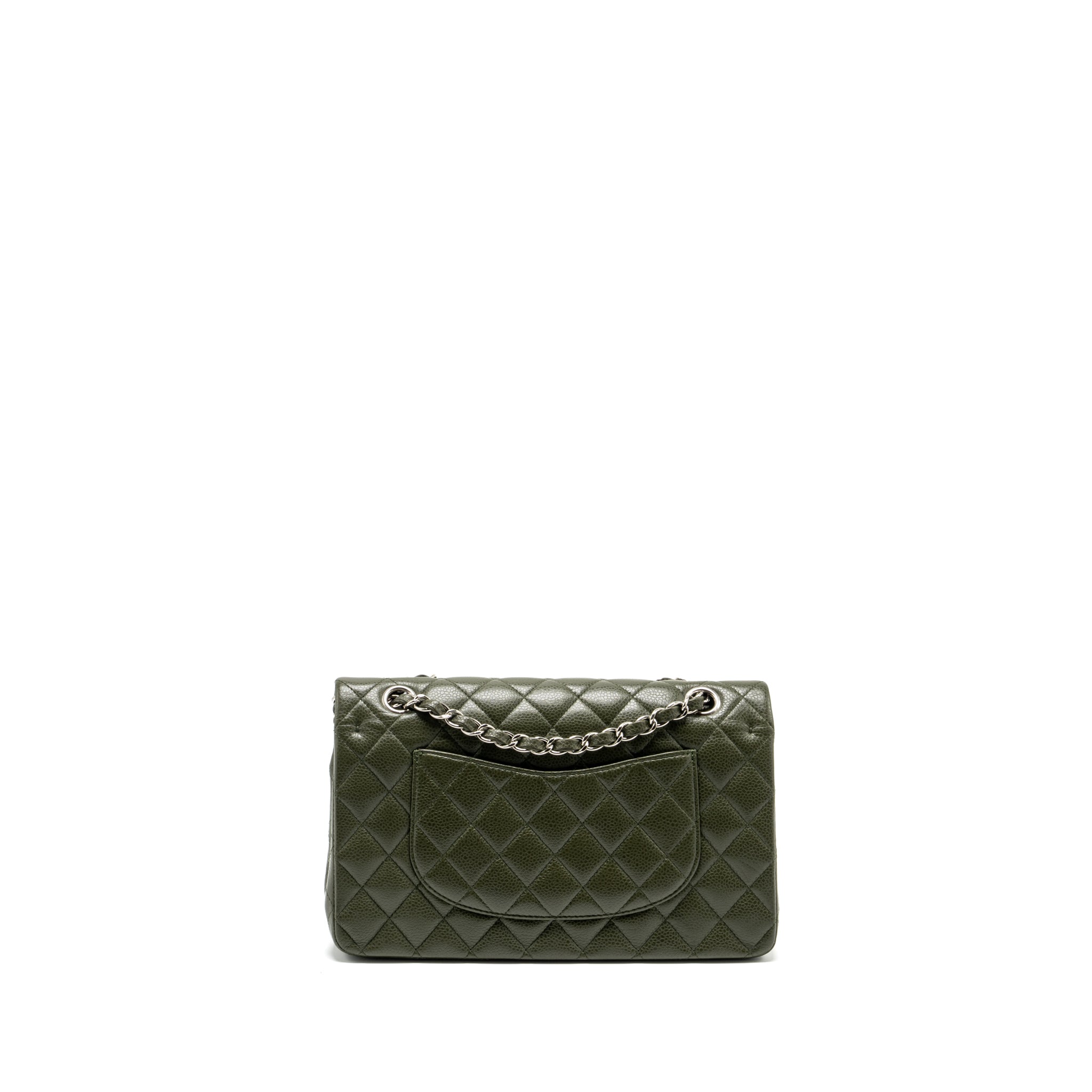CHANEL MEDIUM CLASSIC DOUBLE FLAP BAG CAVIAR OLIVE GREEN SHW