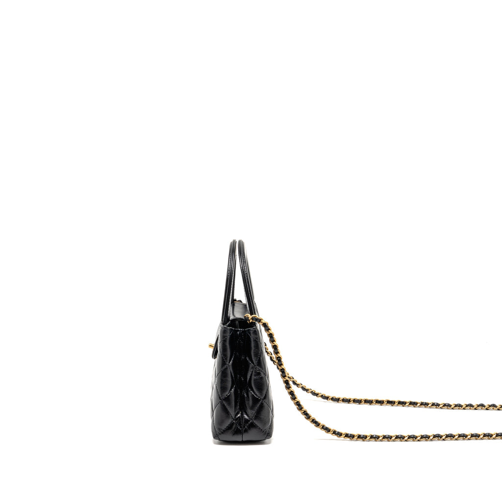 CHANEL MINI KELLY SHOPPING TOTE BAG CALFSKIN BLACK GHW (MICROCHIP)