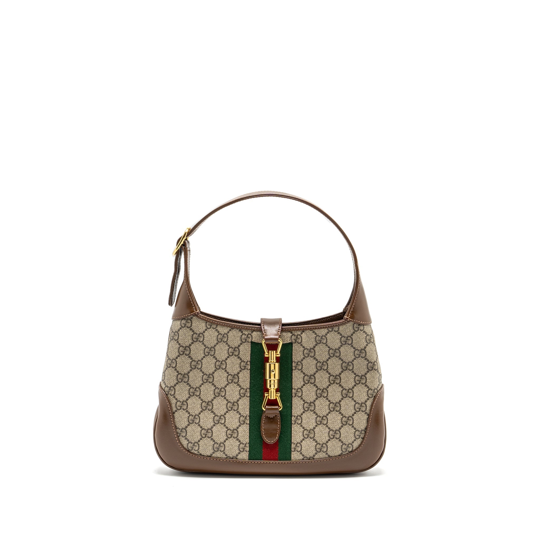 GUCCI JACKIE 1961 SMALL SHOULDER BAG GG SUPREME CANVAS /CALFSKIN BROWN/MULTICOLOUR GHW