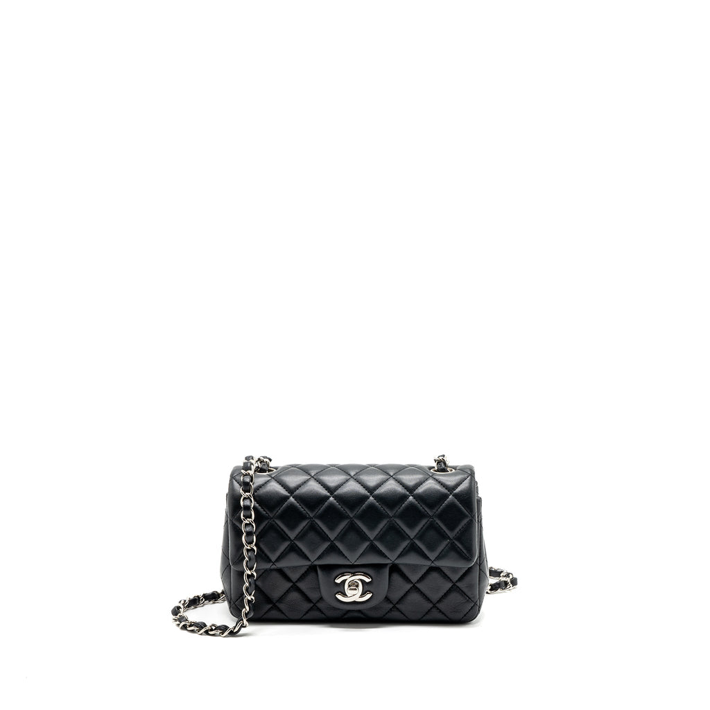 CHANEL CLASSIC MINI RECTANGULAR FLAP BAG LAMBSKIN BLACK SHW