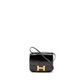 HERMES MINI CONSTANCE ALLIGATOR MISSISSIPPIENSIS SHINY BLACK GHW