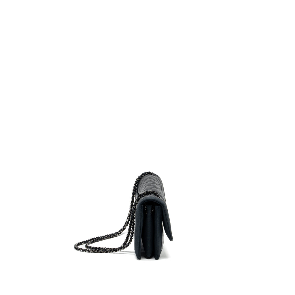 CHANEL QUILTED FLAP BAG LAMBSKIN/FABRIC SO BLACK