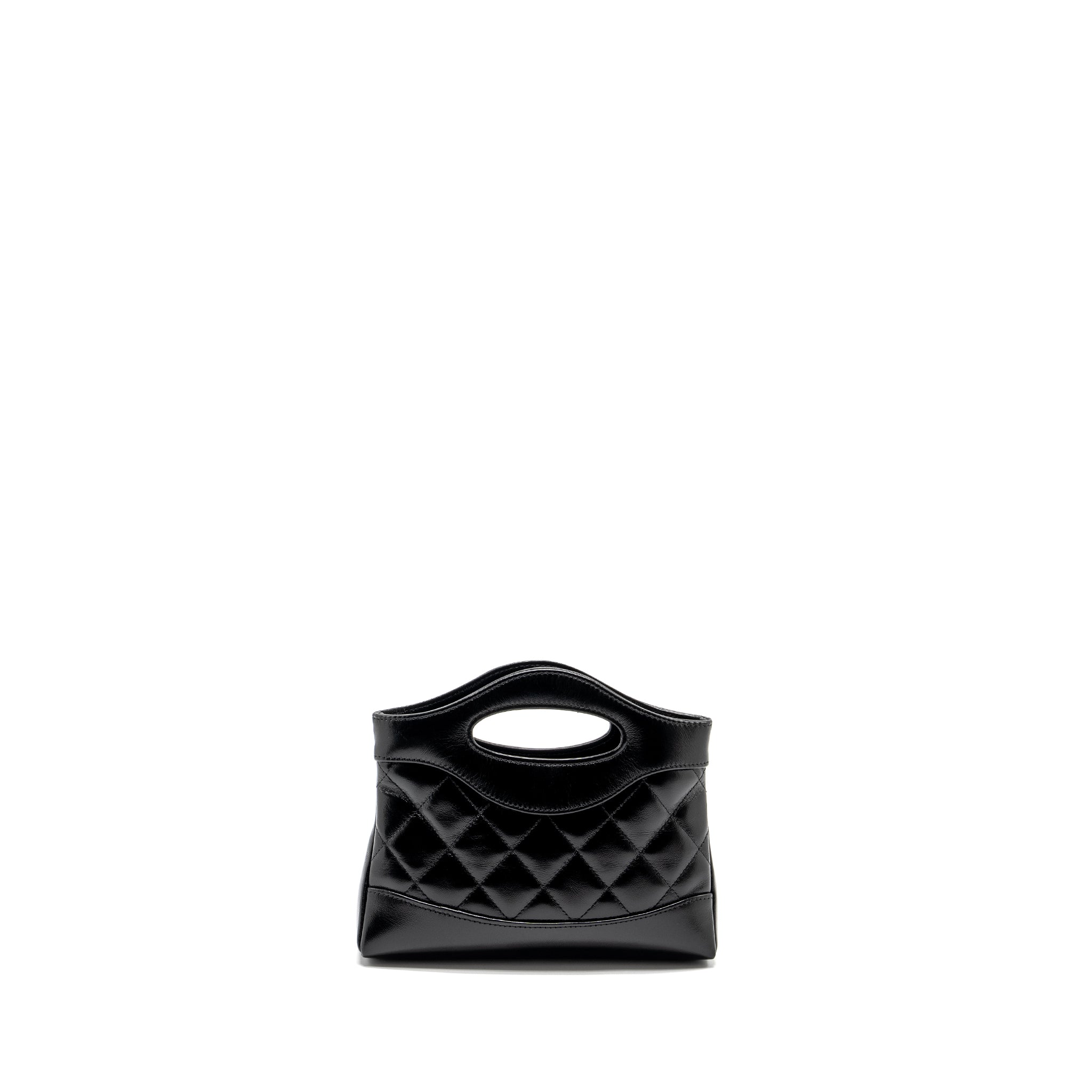 CHANEL MINI 31 CLUTCH WITH CHAIN SHINY LAMBSKIN BLACK LGHW (MICROCHIP)