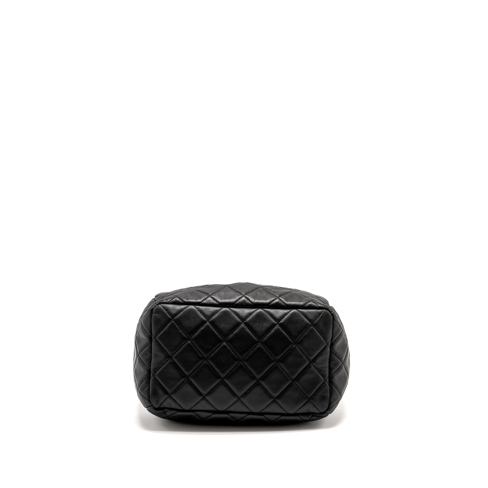 CHANEL CC CHAIN DRAWSTRING BUCKET BAG LAMBSKIN BLACK SHW