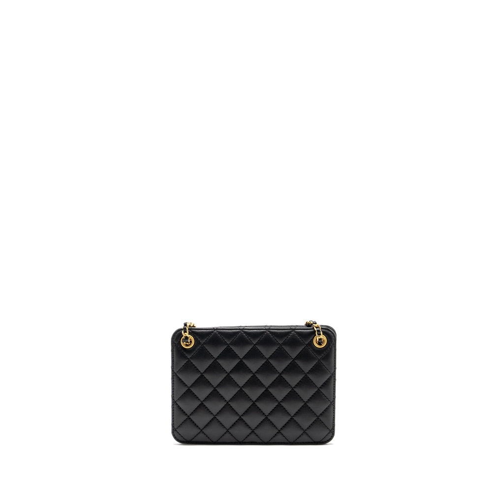 CHANEL GIANT CC LOGO MINI TOTE BAG LAMBSKIN BLACK GHW
