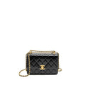 CHANEL GOLD CRUSH FLAP BAG CALFSKIN BLACK GHW (MICROCHIP)