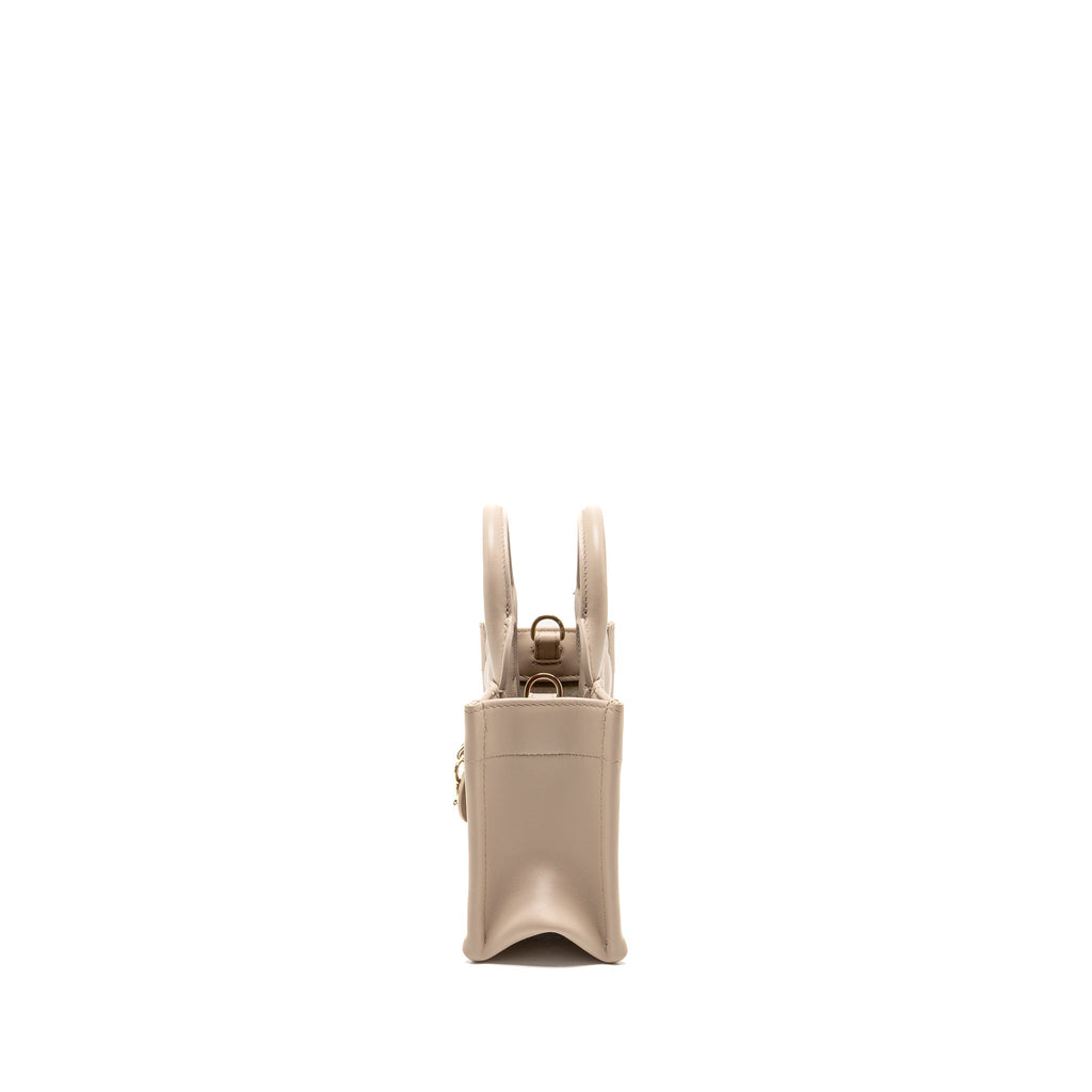 DIOR DIORAMOUR MINI DIOR BOOK TOTE MACROCANNAGE CALFSKIN POWDER BEIGE LGHW