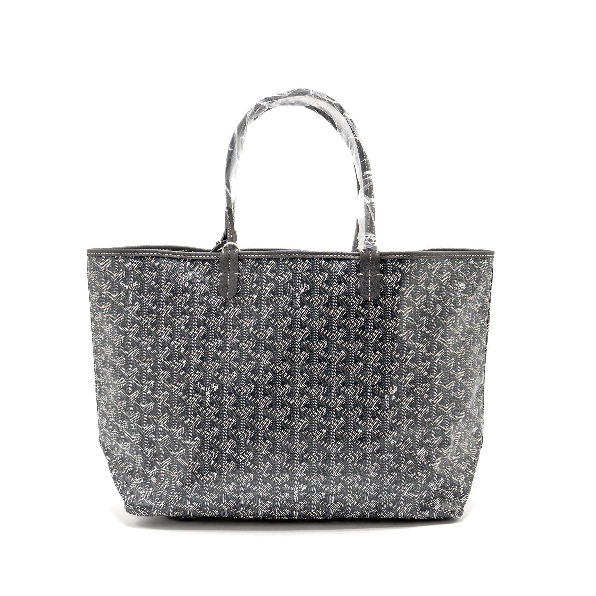 GOYARD SAINT LOUIS PM TOTE BAG GOAYRDINE CANVAS/CALFSKIN GREY SHW