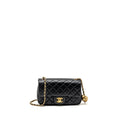 CHANEL PEARL CRUSH MINI RECTANGULAR FLAP BAG LAMBSKIN BLACK GHW (MICROCHIP)