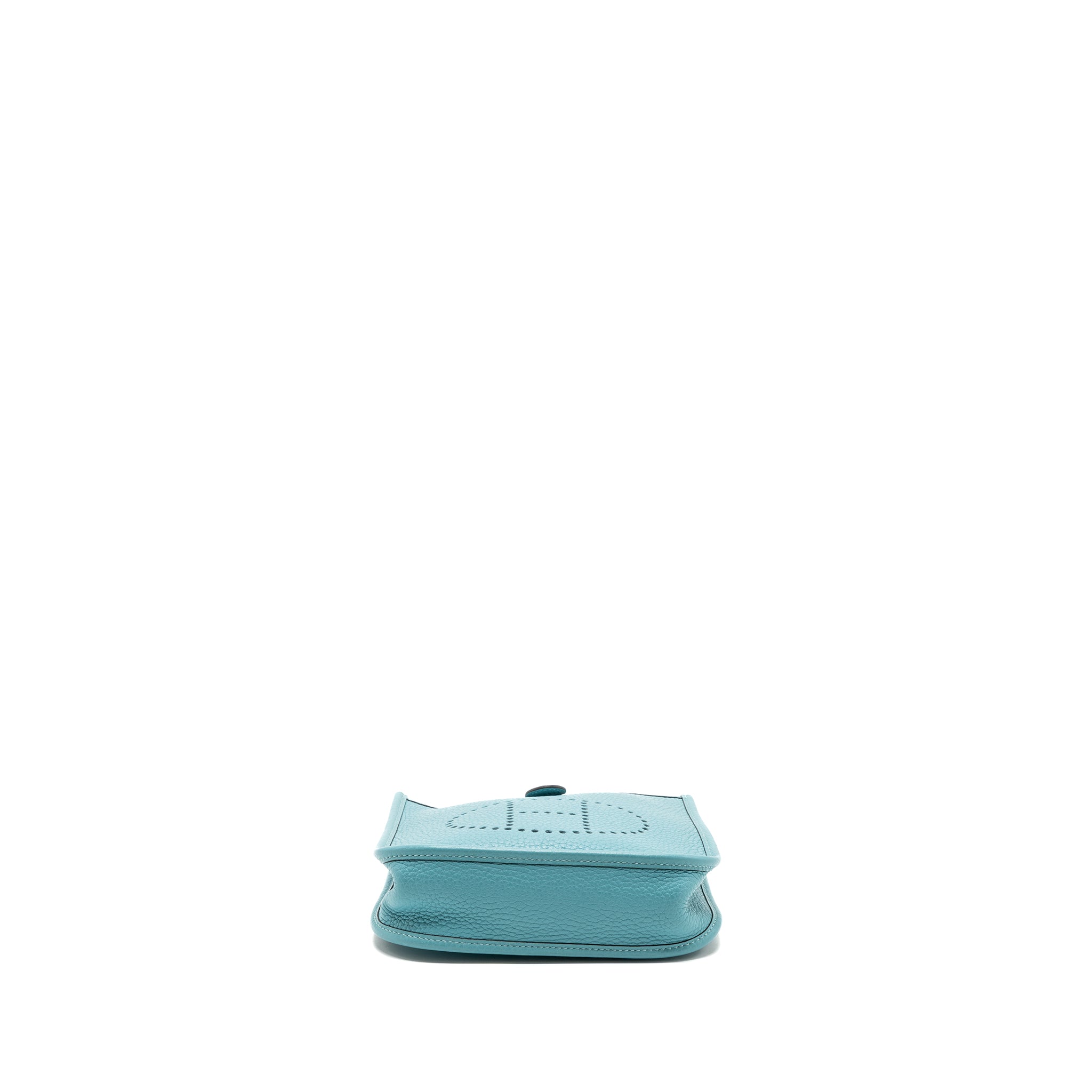 HERMES MINI EVELYNE CLEMENCE BLUE SAINT CYR WITH MULTICOLOR STRAP SHW