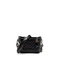 CHANEL SMALL GABRIELLE HOBO BAG CHEVRON AGED CALFSKIN BLACK MULTICOLOUR HARDWARE