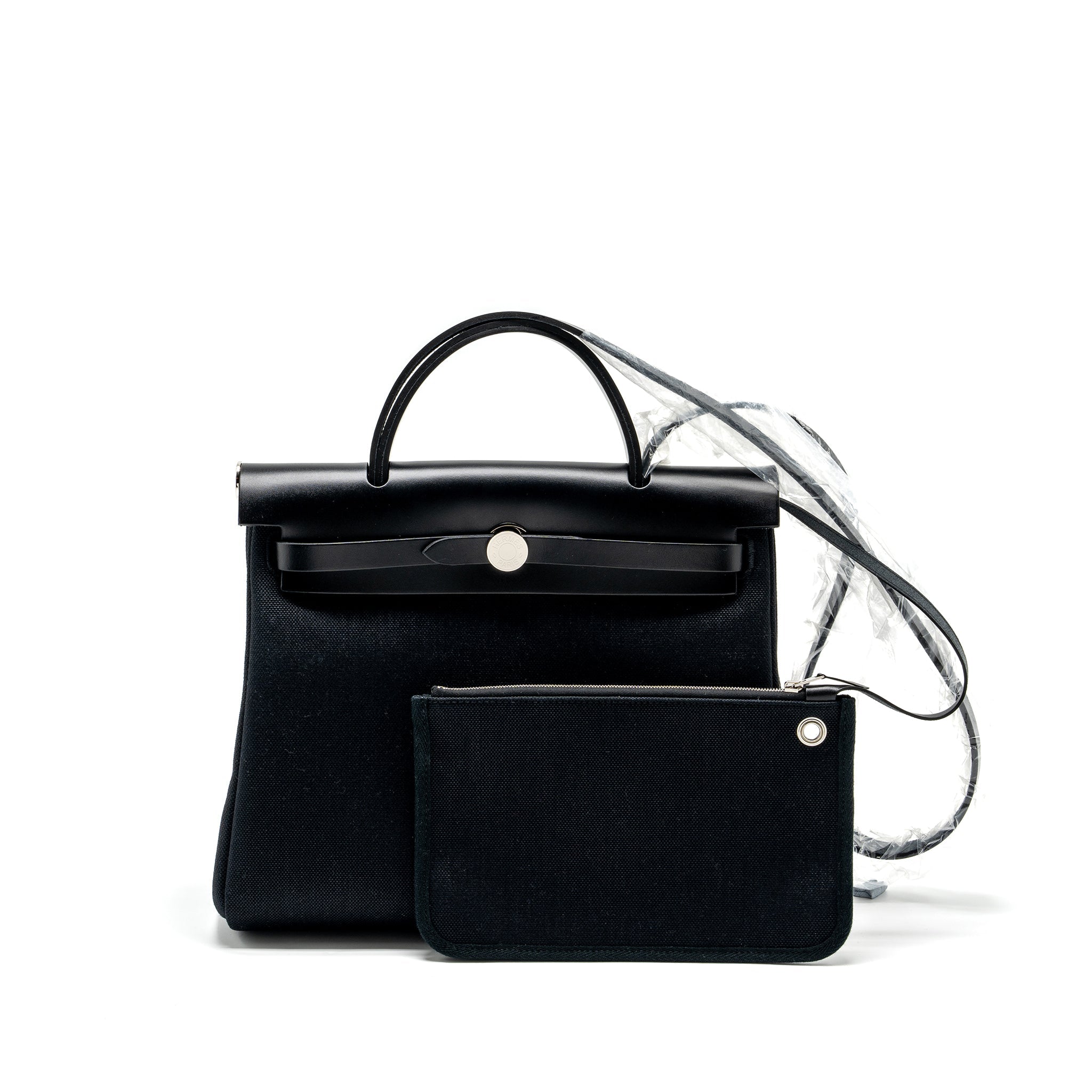 HERMES HERBAG 31 ZIP BAG CANVAS/HUNTER BLACK SHW