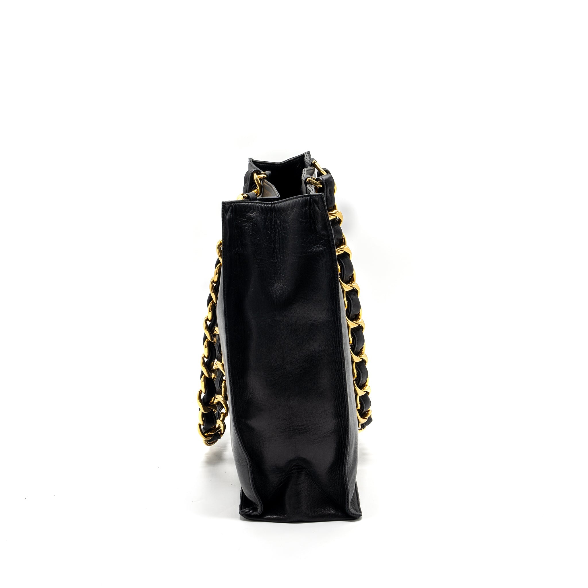 CHANEL VINTAGE TOTE BAG CALFSKIN BLACK GHW