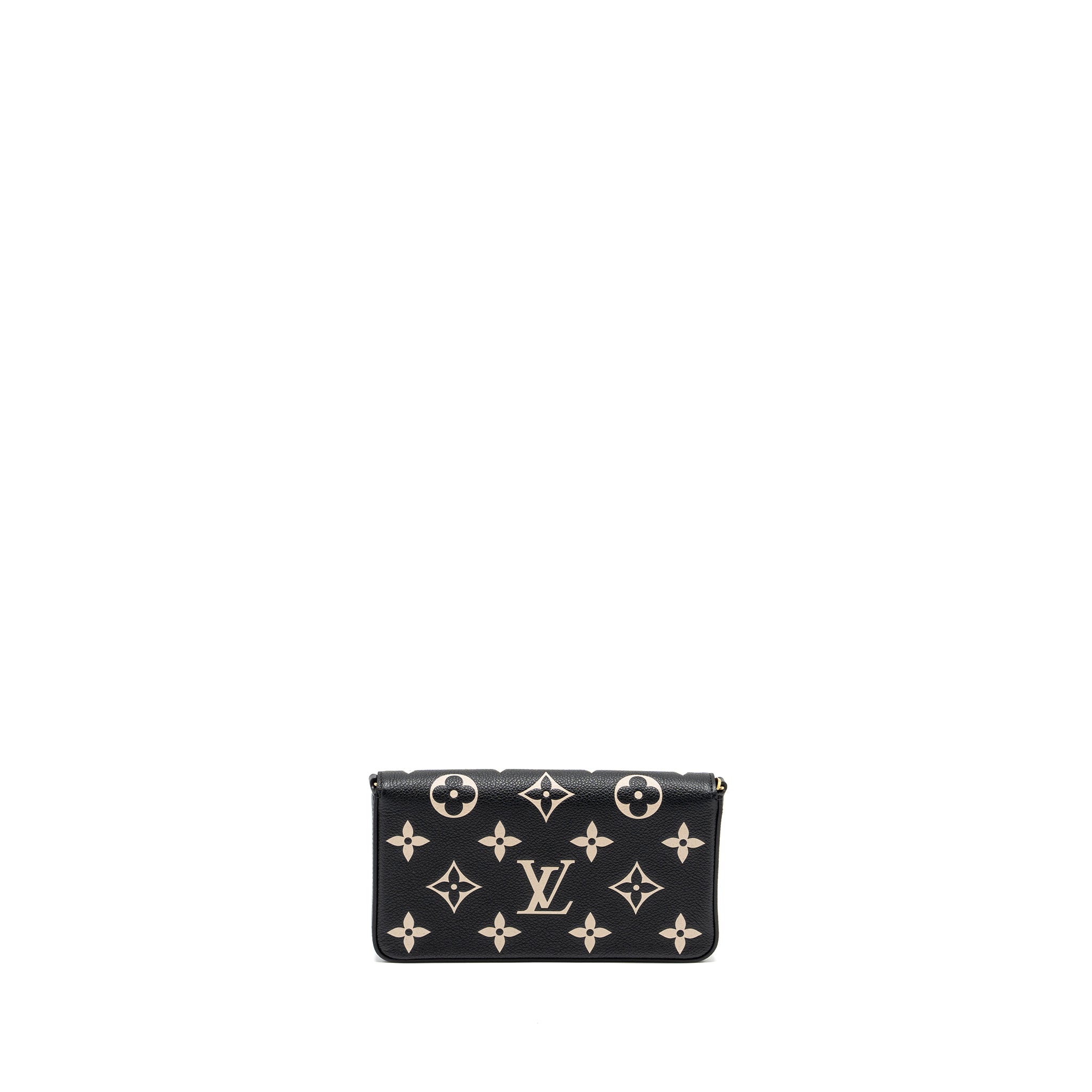 LOUIS VUITTON FELICIE POCHETTE MONOGRAM EMPREINTE LEATHER BLACK/BEIGE GHW