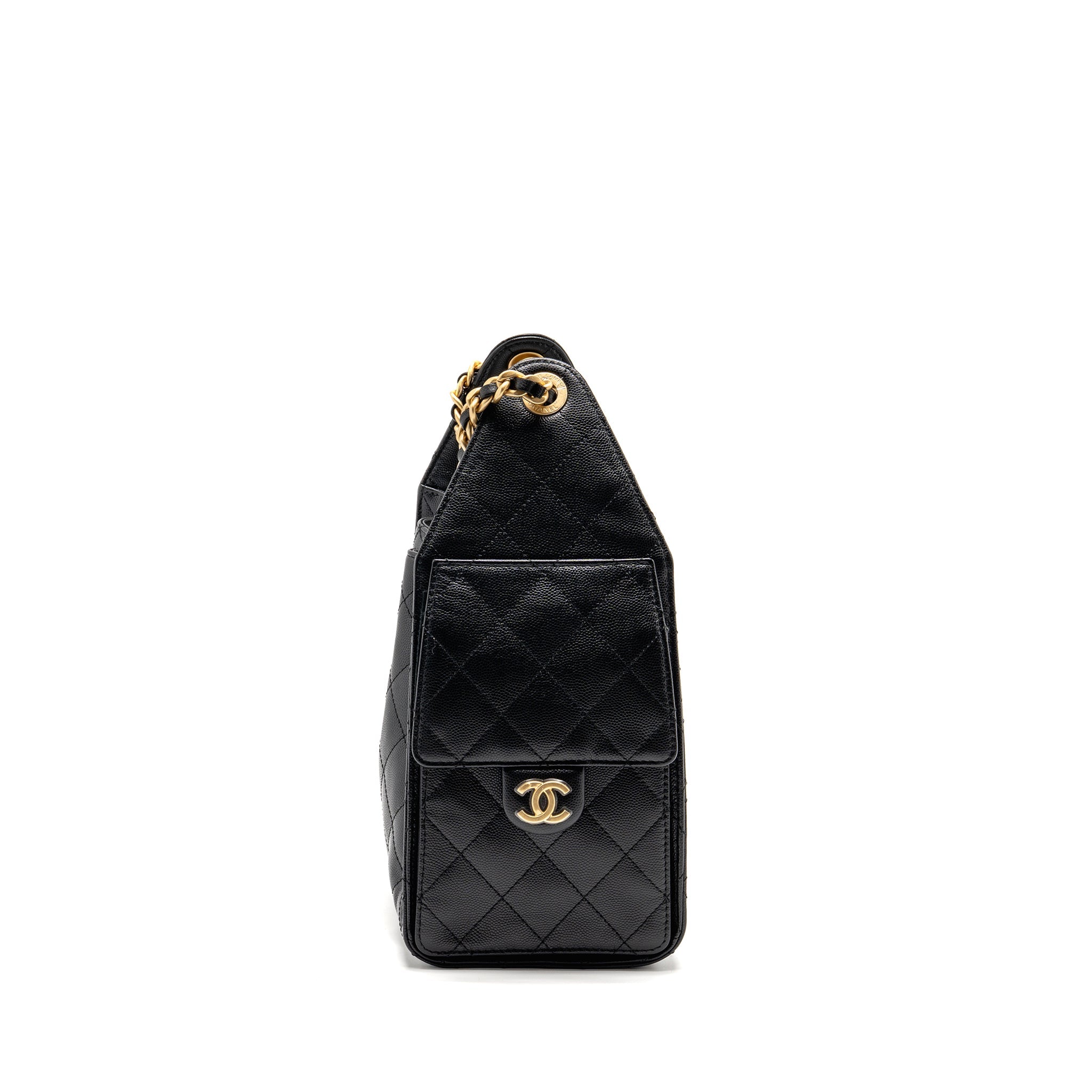 CHANEL SMALL 25 BAG CAVIAR BLACK GHW (MICROCHIP)