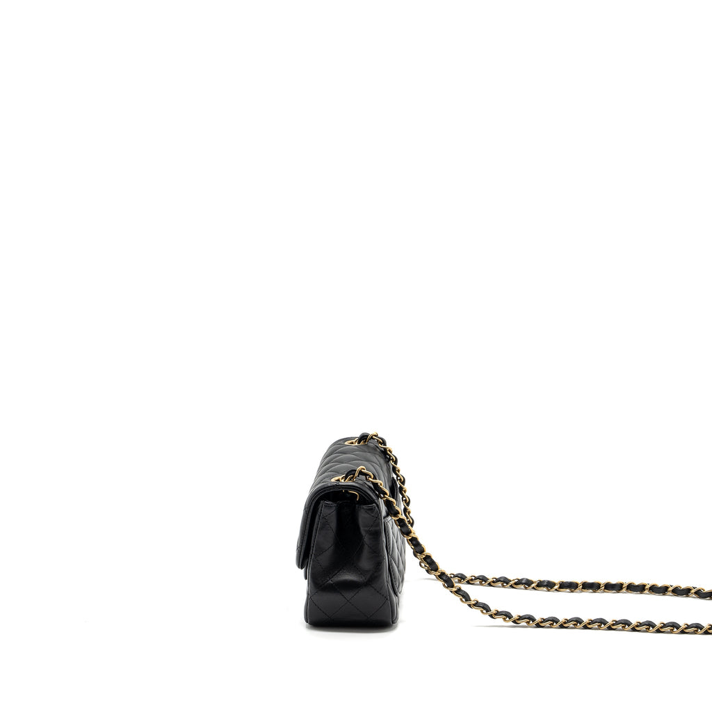 CHANEL CLASSIC MINI SQUARE FLAP BAG LAMBSKIN BLACK BRUSHED GHW