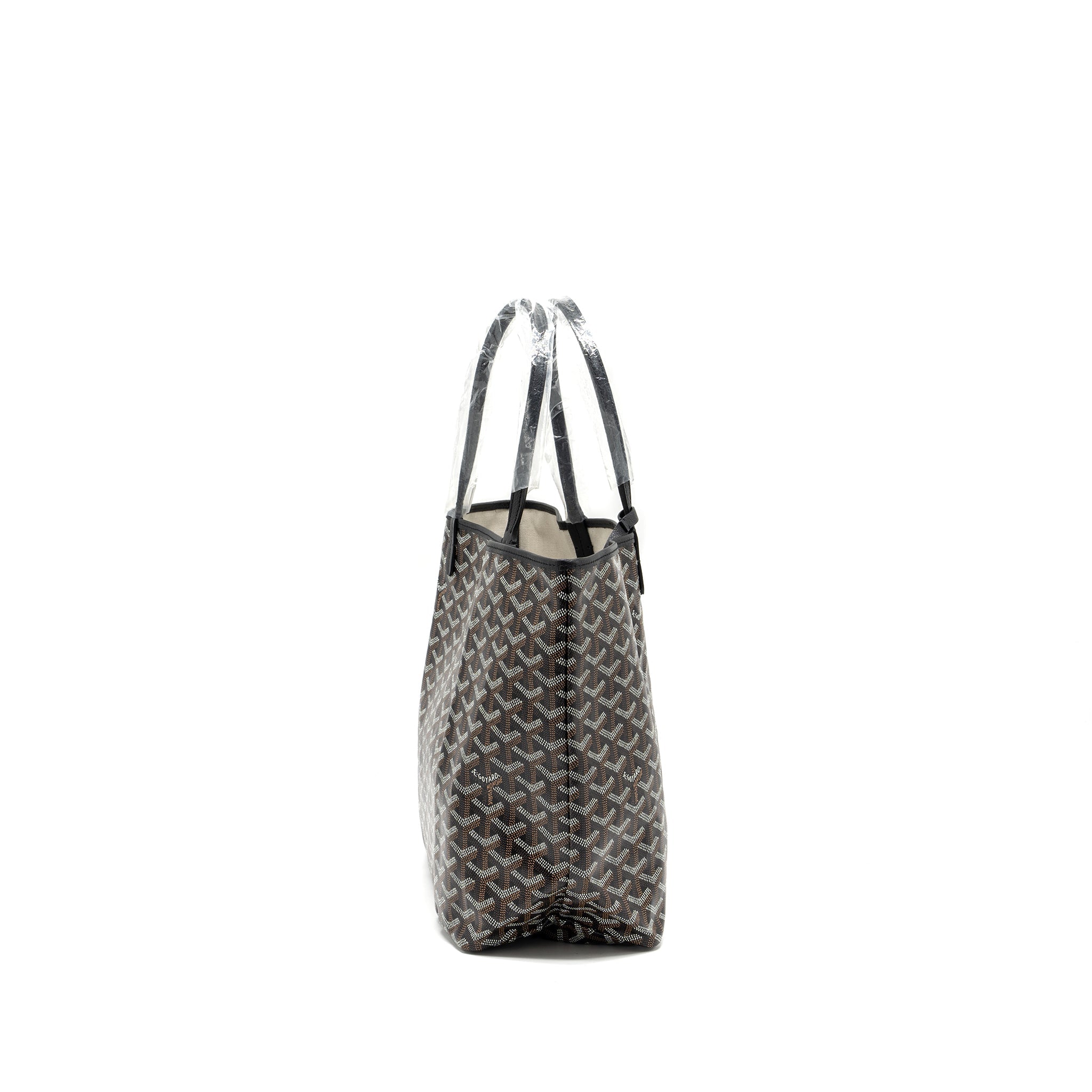 GOYARD SAINT LOUIS PM TOTE BAG GOYARDLINE CANVAS BLACK SHW