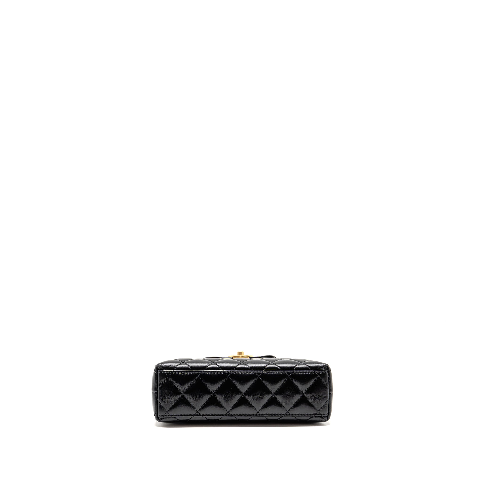 CHANEL MINI KELLY SHOPPING TOTE BAG CALFSKIN BLACK GHW (MICROCHIP)