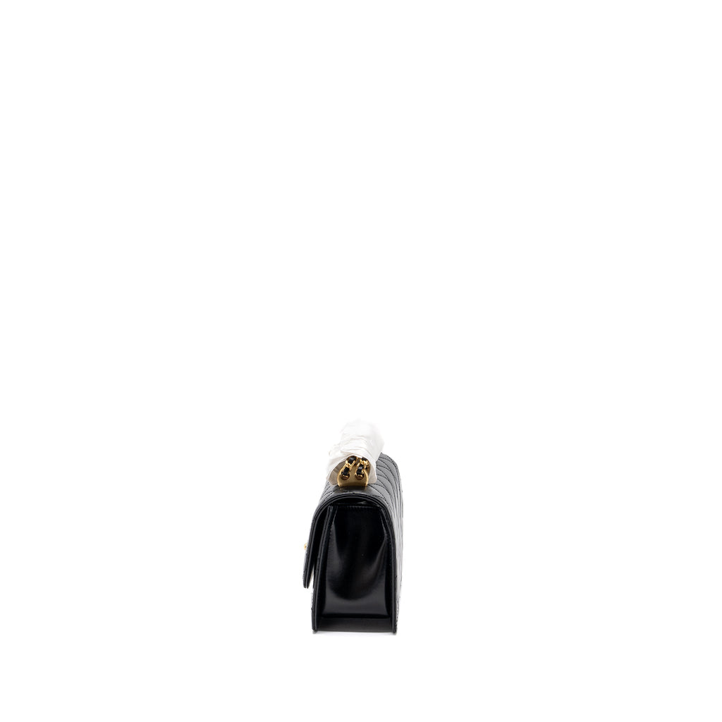 CHANEL 24C GOLD CRUSH MINI FLAP BAG CALFSKIN BLACK GHW  (MICROCHIP)