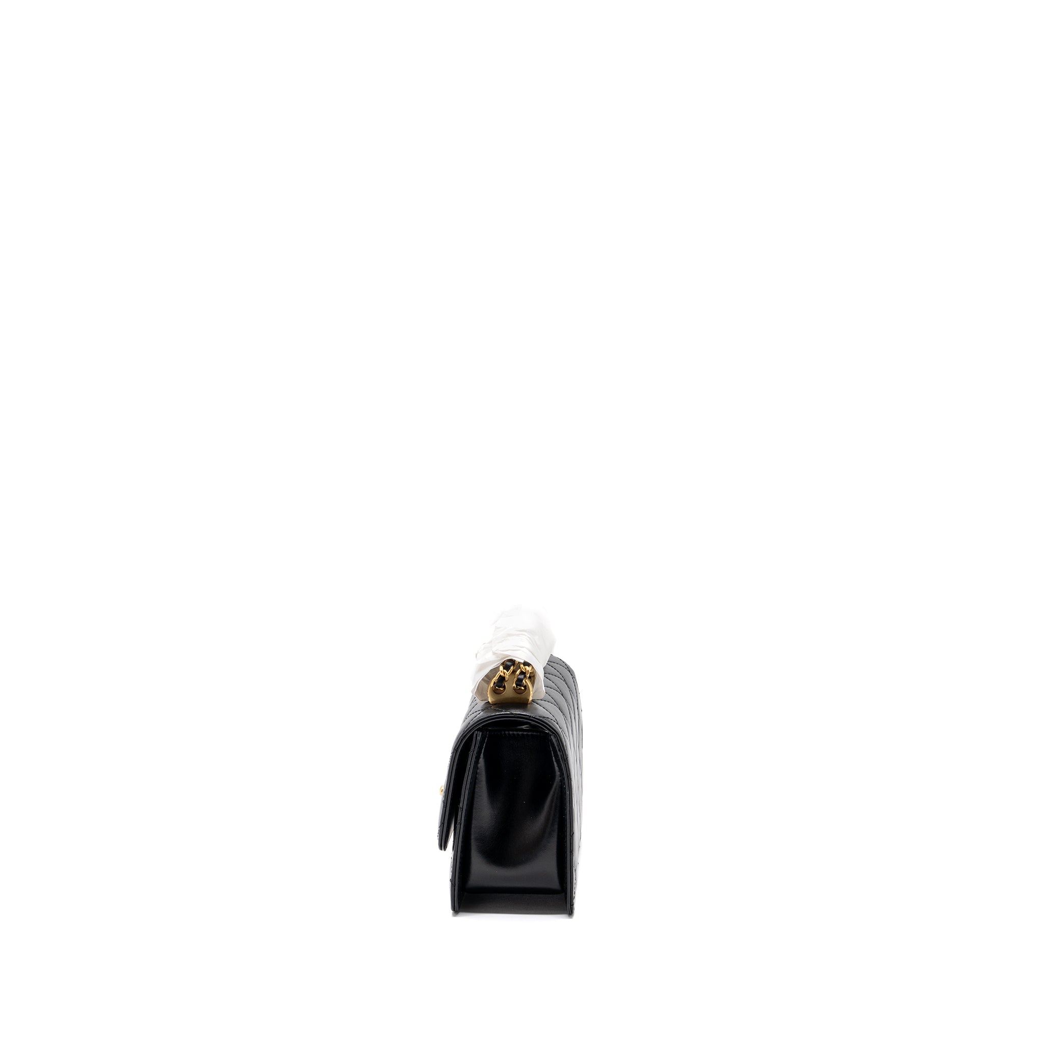 CHANEL 24C GOLD CRUSH MINI FLAP BAG CALFSKIN BLACK GHW  (MICROCHIP)