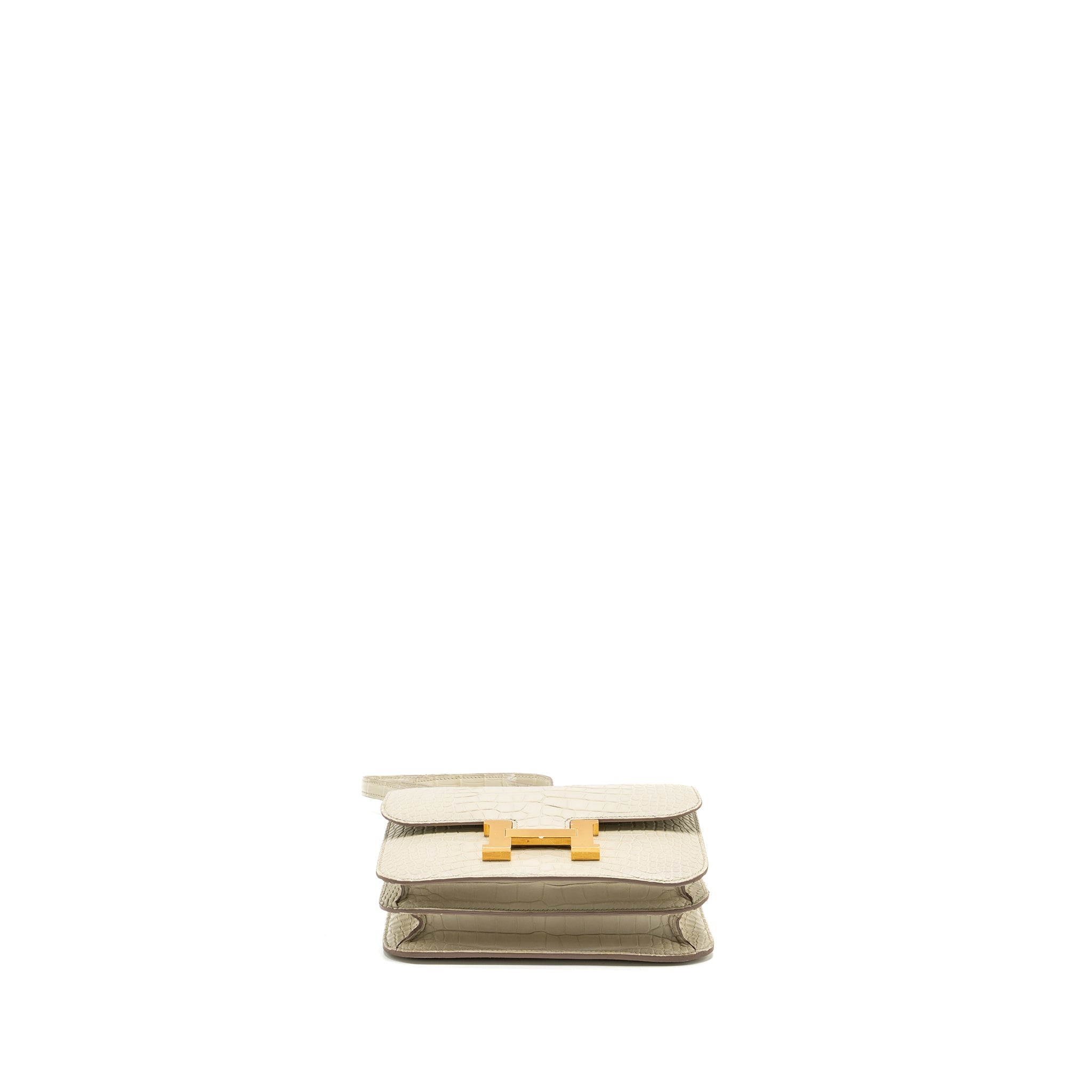 HERMES MINI CONSTANCE ALLIGATOR MISSISSIPPIENSIS MAT BETON GHW
