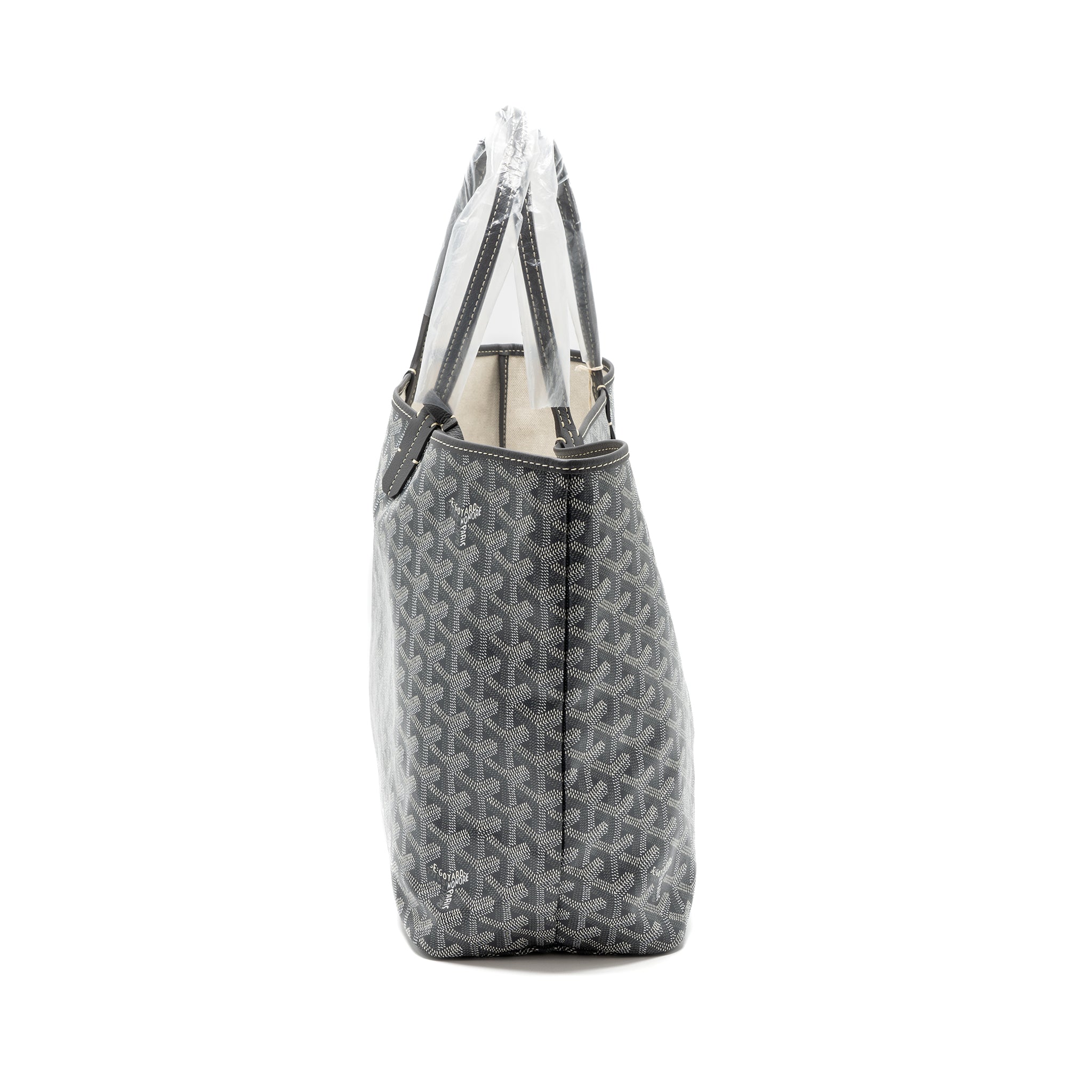 GOYARD SAINT LOUIS PM TOTE BAG CANVAS/ CALFSKIN GREY SHW