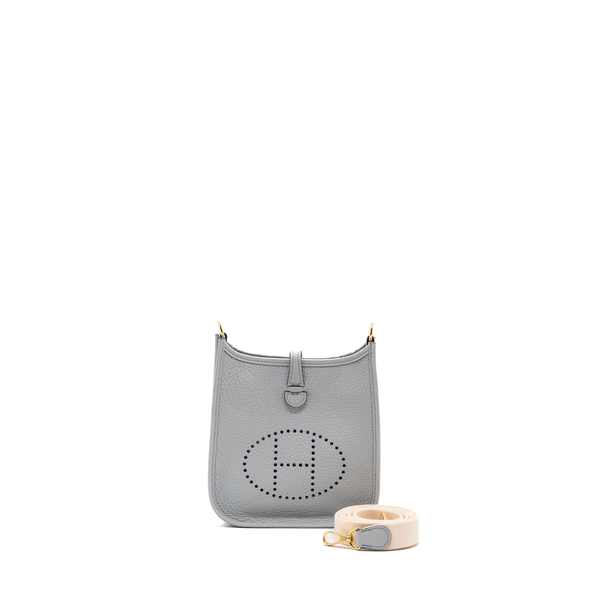 HERMES MINI EVELYNE CLEMENCE BLUE PALE/NATA GHW