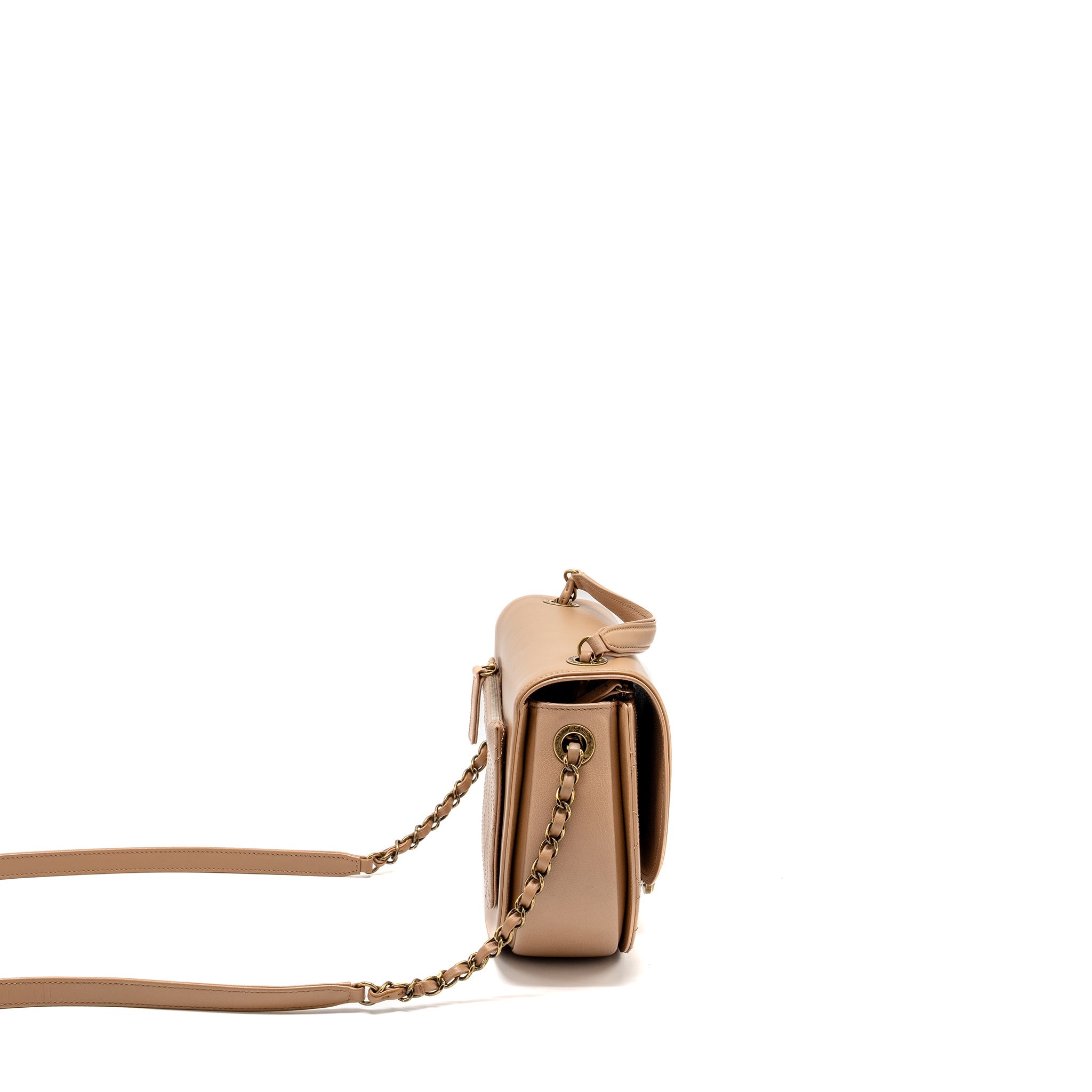 CHANEL COCO CURVE FLAP BAG CALFSKIN BEIGE GHW