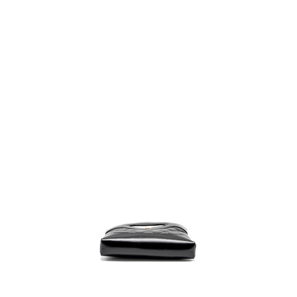 CHANEL MINI 31 CLUTCH WITH CHAIN SHINY LAMBSKIN BLACK LGHW (MICROCHIP)
