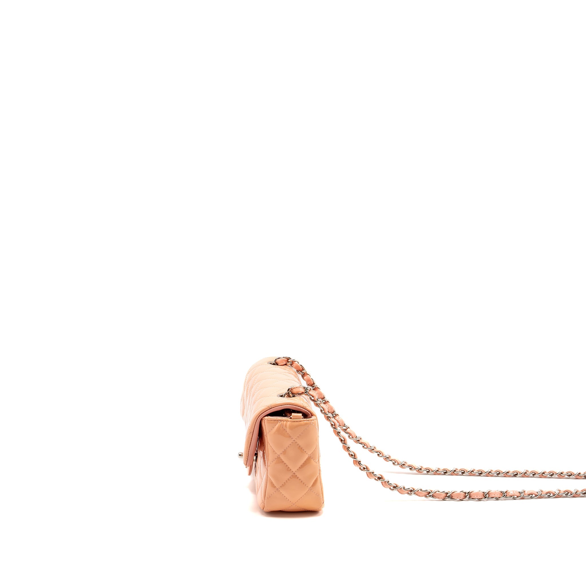 CHANEL MINI RECTANGULAR FLAP BAG PATENT PINK SHW