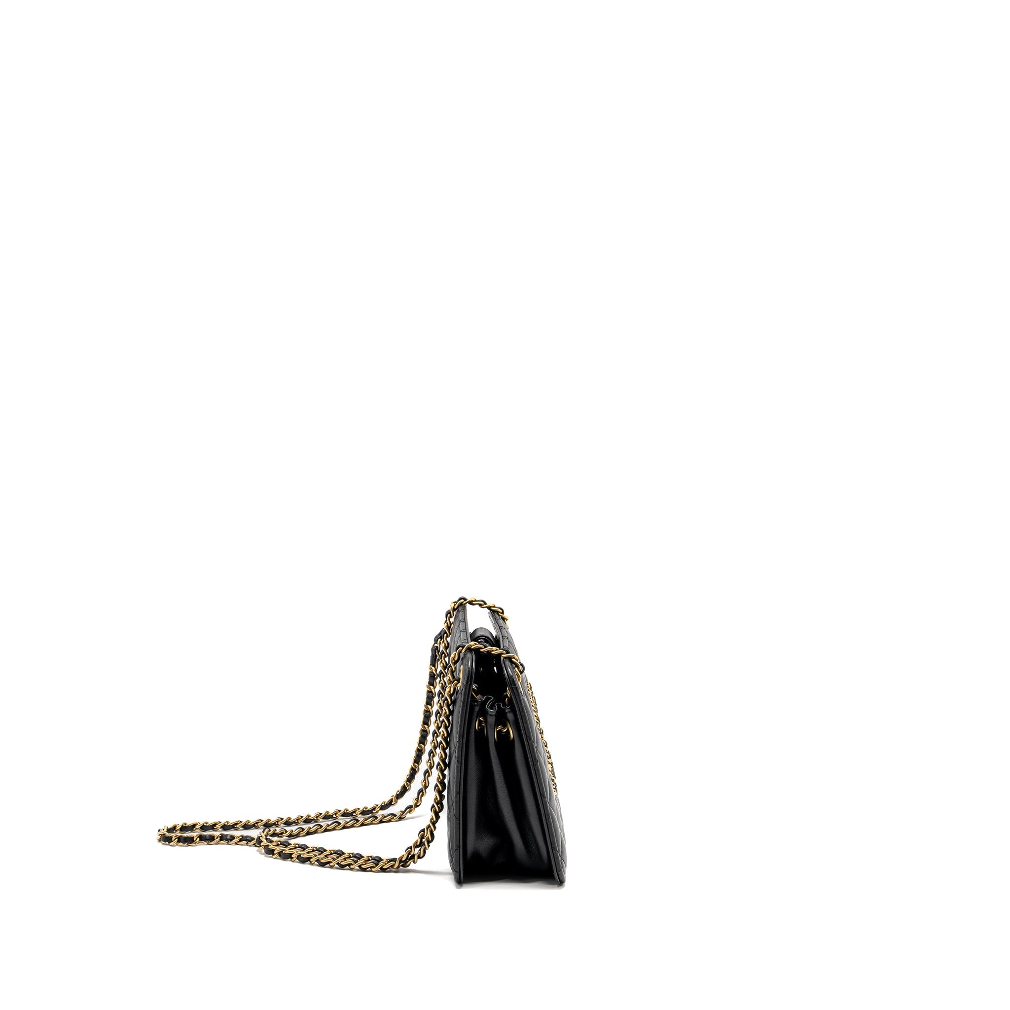 CHANEL GIANT CC LOGO MINI TOTE BAG LAMBSKIN BLACK GHW