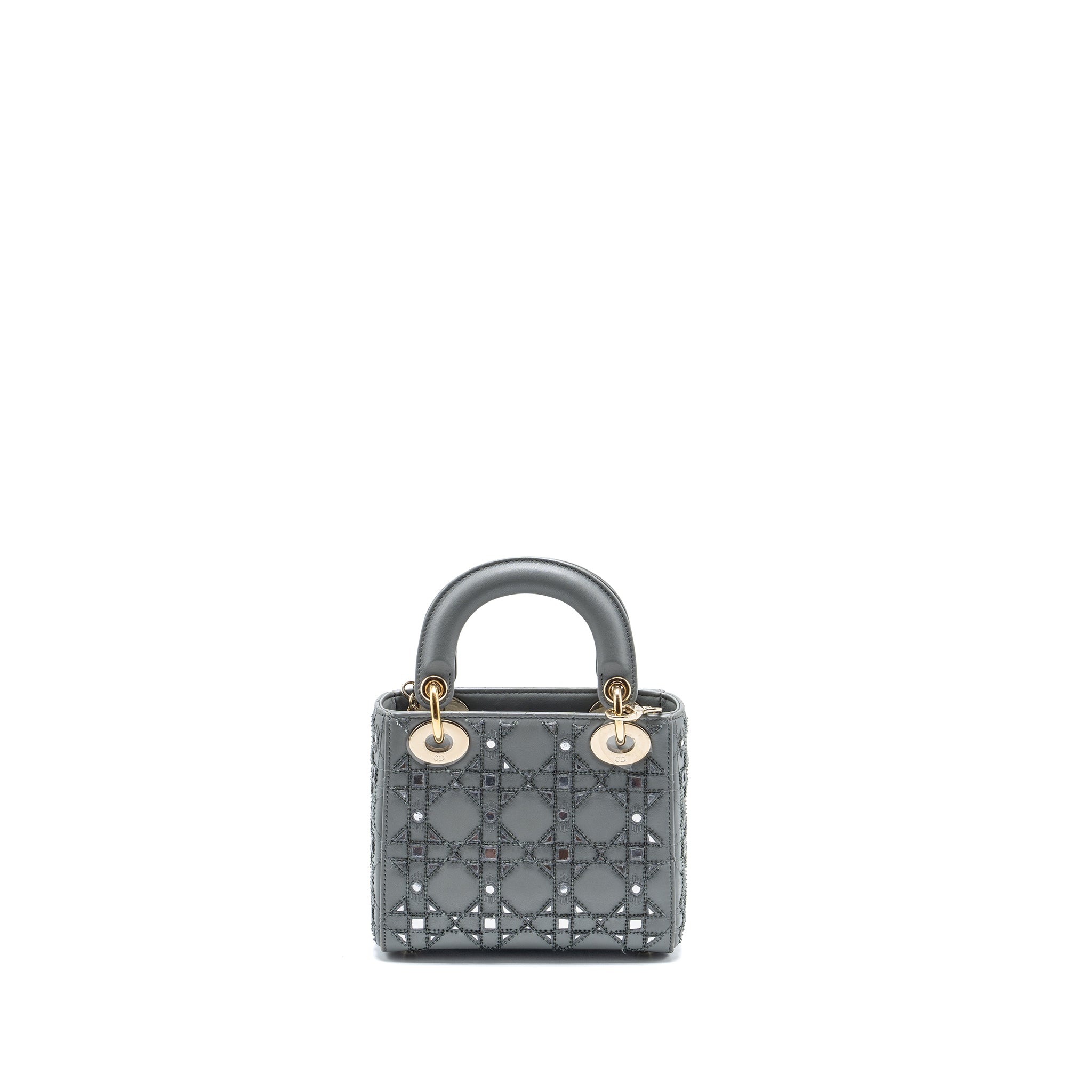 DIOR MINI LADY DIOR LIMITED EDITION LAMBSKIN GREY LGHW