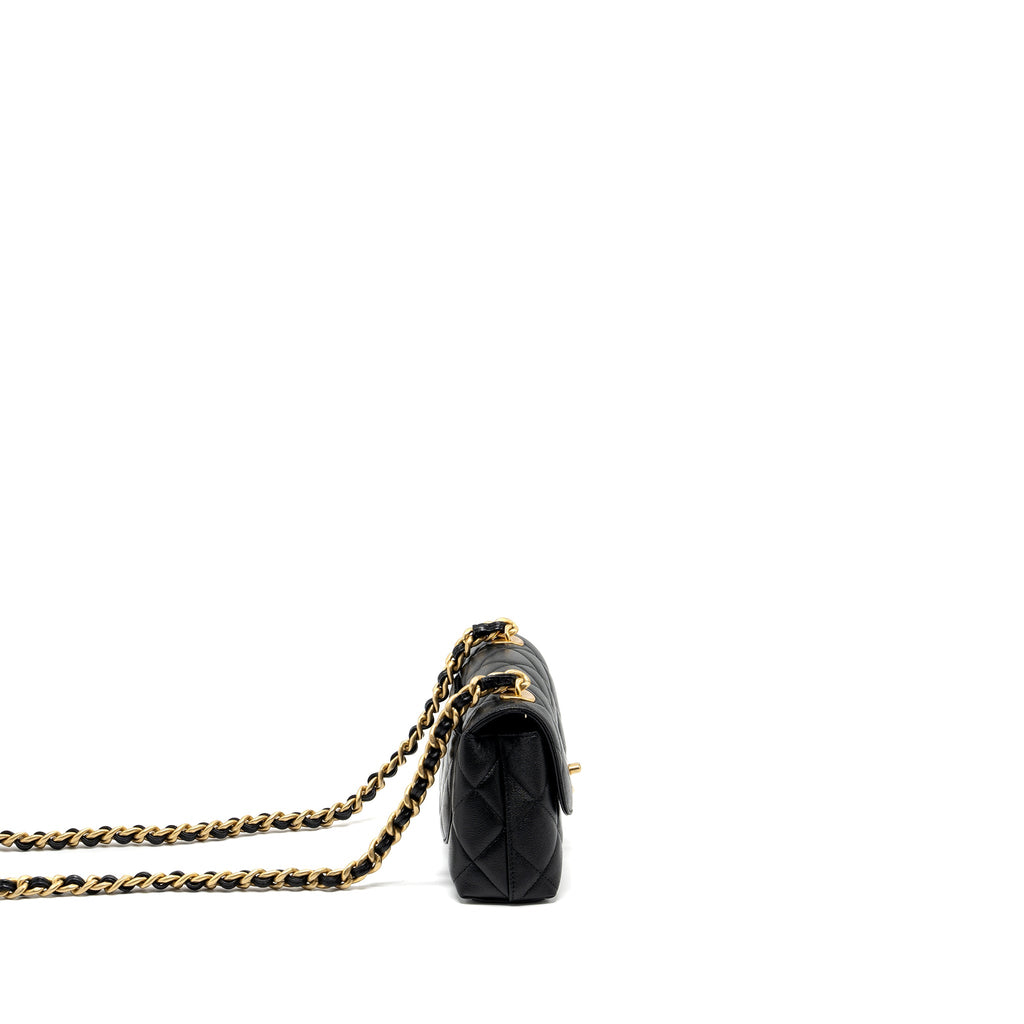 CHANEL 23P QUILTED FLAP BAG WITH GIANT CHAIN CAVIAR BLACK BRUSHED GHW (MICROCHIP)