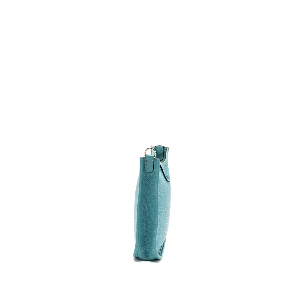 HERMES MINI EVELYNE CLEMENCE BLUE SAINT CYR WITH MULTICOLOR STRAP SHW