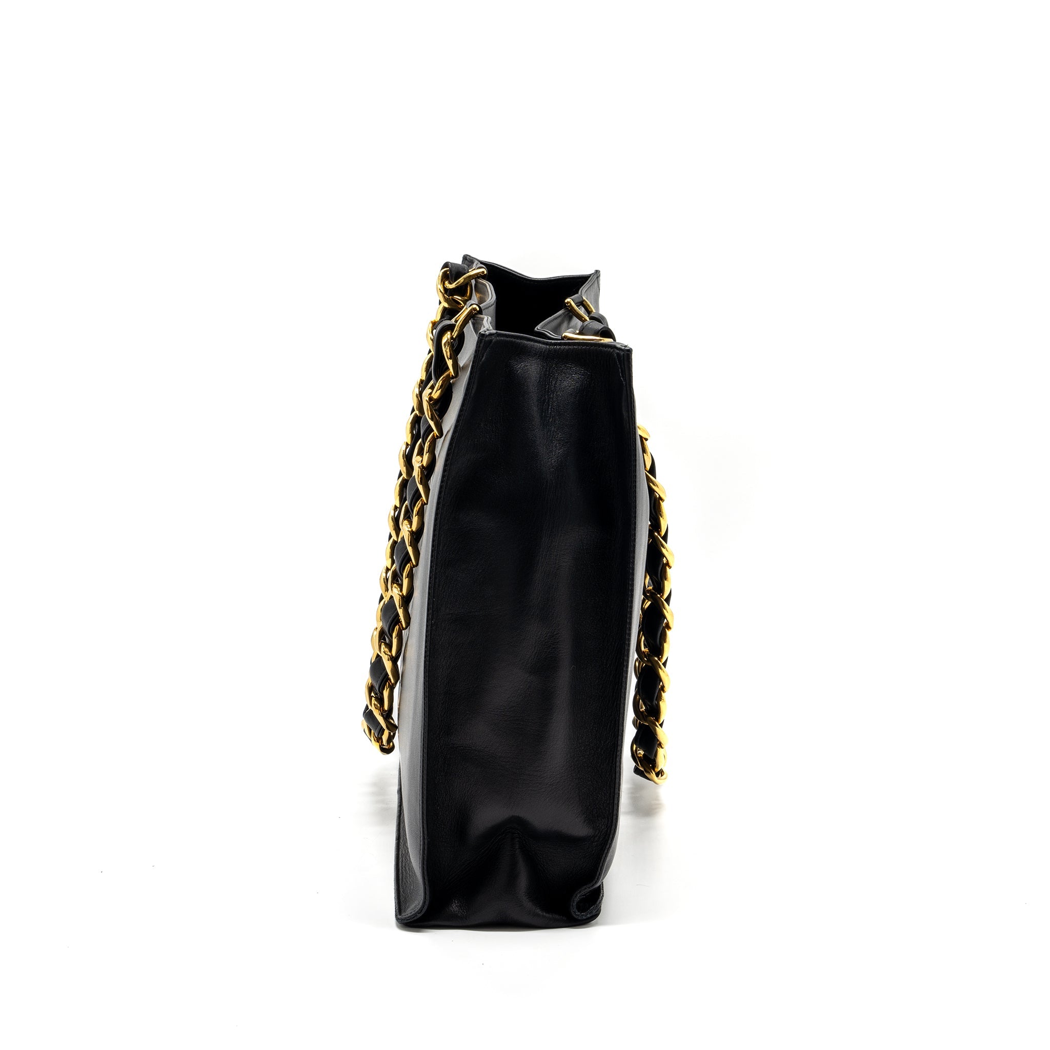 CHANEL VINTAGE TOTE BAG CALFSKIN BLACK GHW