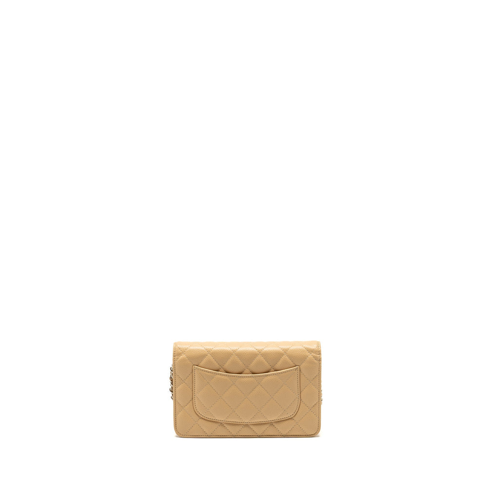CHANEL CLASSIC WALLET ON CHAIN CAVIAR BEIGE SHW (MICROCHIP)