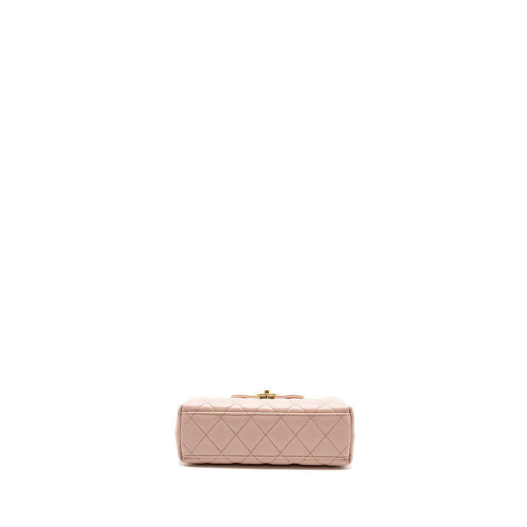 CHANEL 23K MINI SHOPPING TOTE / KELLY BAG CALFSKIN PINK GHW (MICROCHIP)