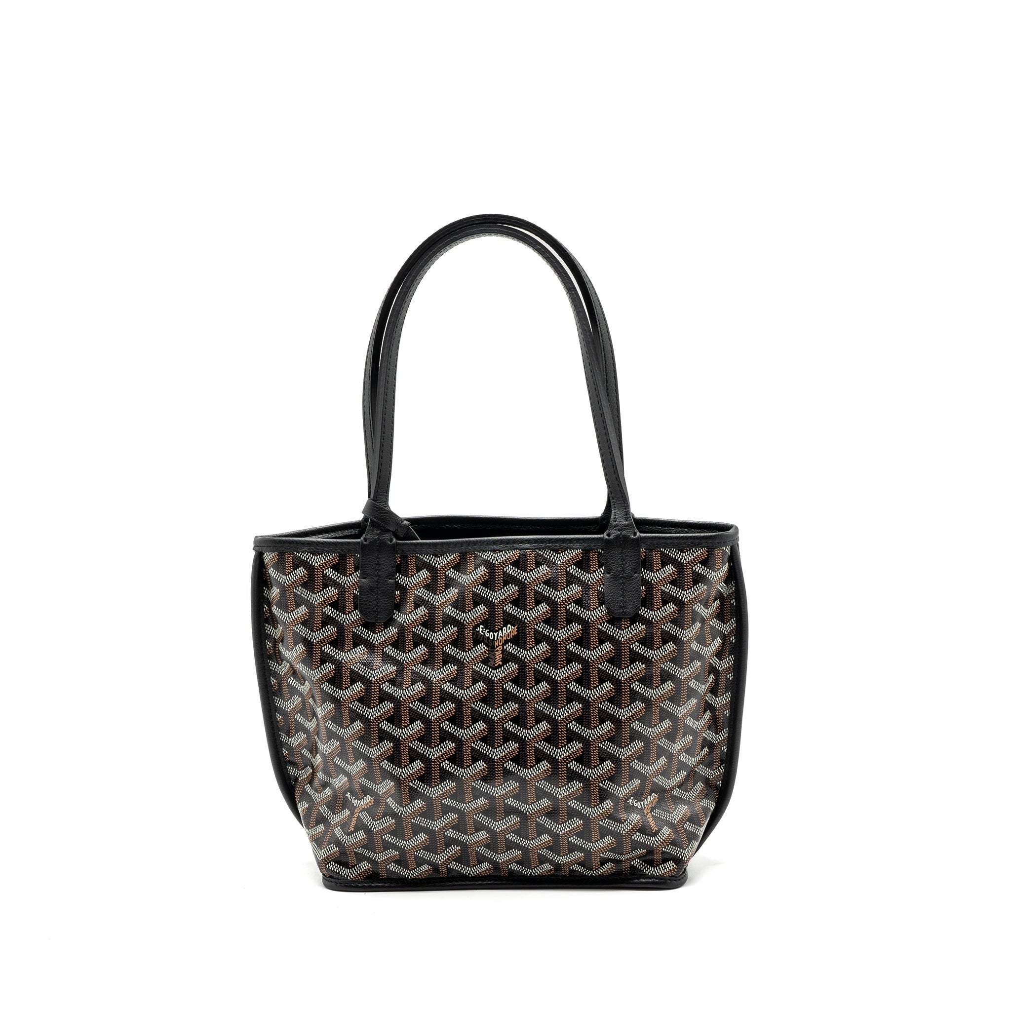 GOYARD MINI ANJOU TOTE BAG GOYARDLINE CANVAS BLACK SHW