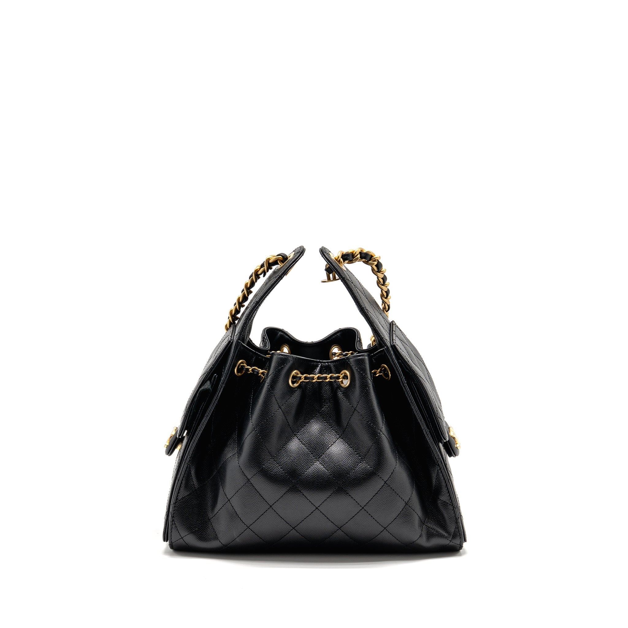 CHANEL SMALL 25 BAG CAVIAR BLACK GHW (MICROCHIP)