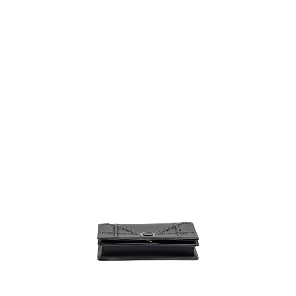 DIOR STUDDED DIORAMA WALLET ON CHAIN LEATHER SO BLACK