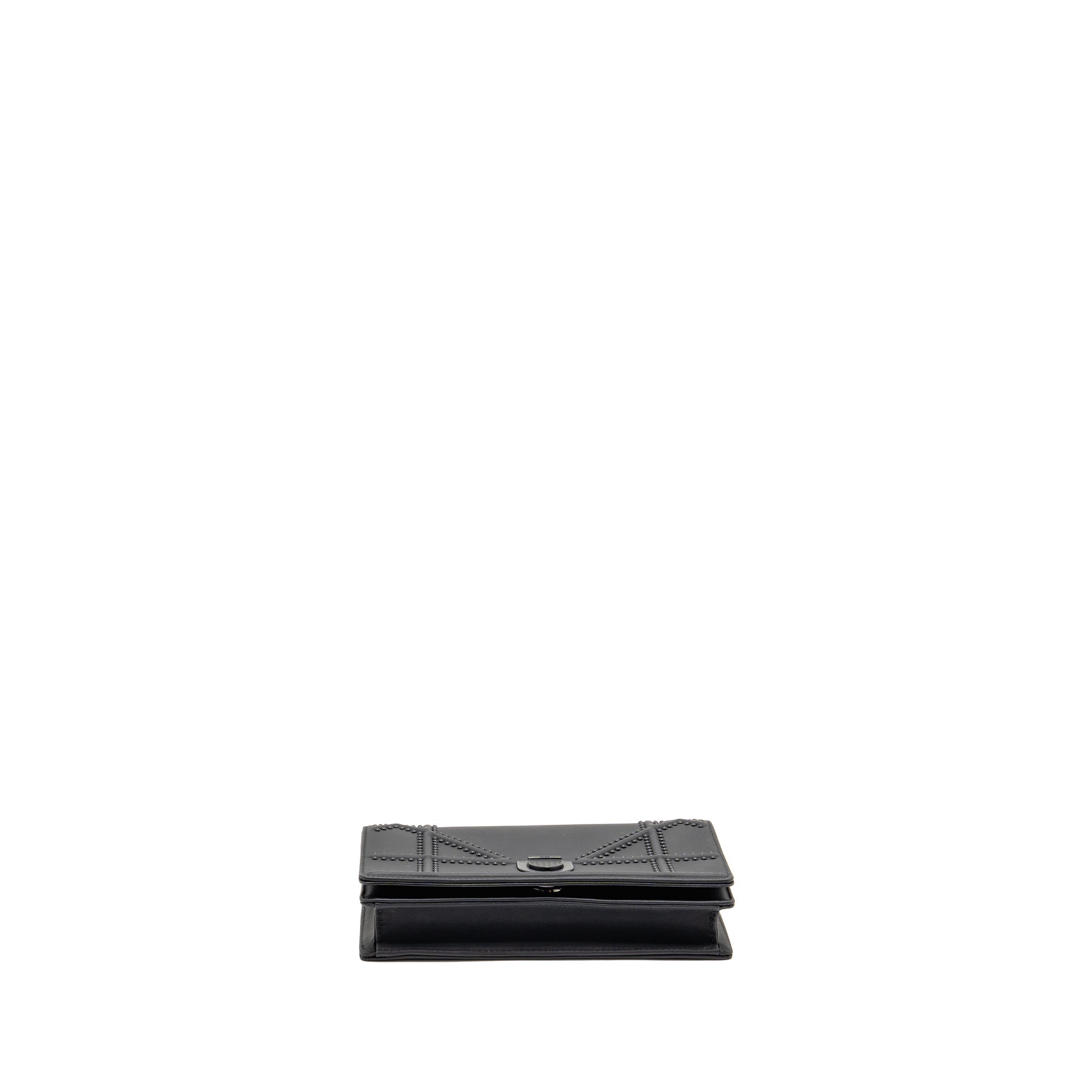 DIOR STUDDED DIORAMA WALLET ON CHAIN LEATHER SO BLACK