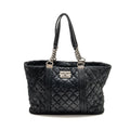 CHANEL LARGE BOY SHOPPING TOTE BAG CALFSKIN IRIDESCENT NAVY SHW