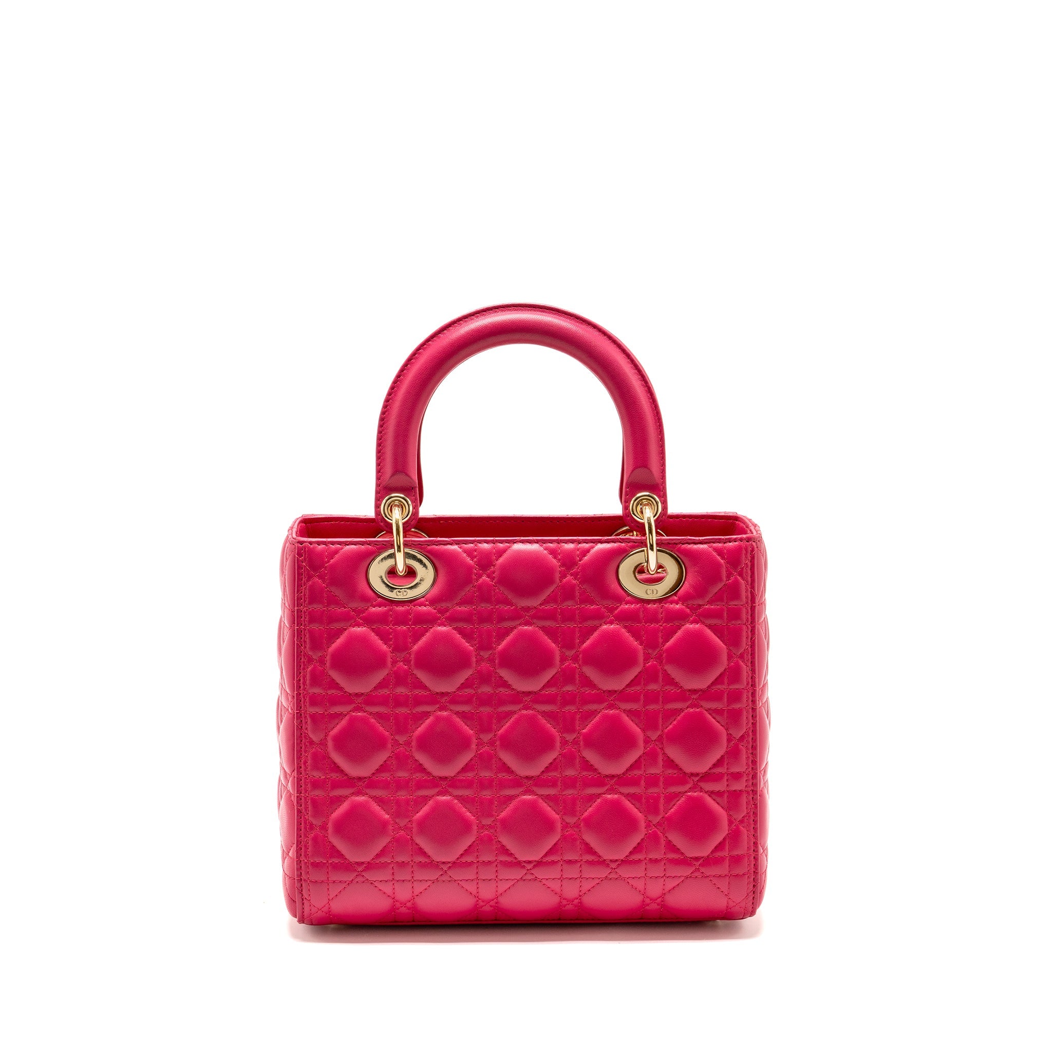 DIOR MEDIUM LADY DIOR LAMBSKIN PINK LGHW