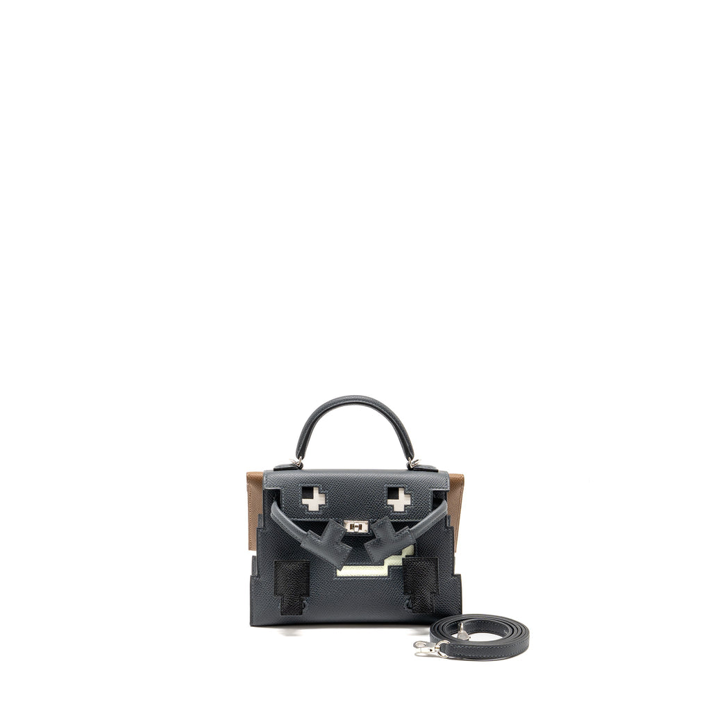 HERMES KELLY DOLE PICTO EPSOM GRIS MISTY/BLACK/VERT FIZZ/ALEZAN SHW