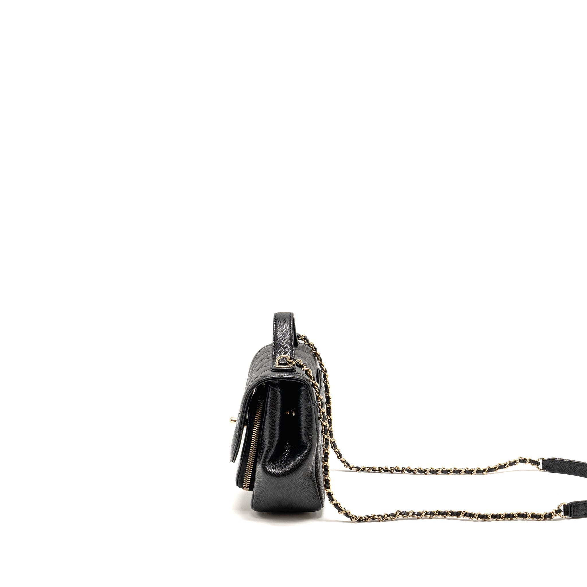 CHANEL SMALL BUSINESS AFFINITY CAVIAR BLACK LGHW (MICROCHIP)