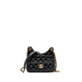 CHANEL 23P HOBO BAG SHINY CALFSKIN BLACK BRUSHED GHW(MICROCHIP)
