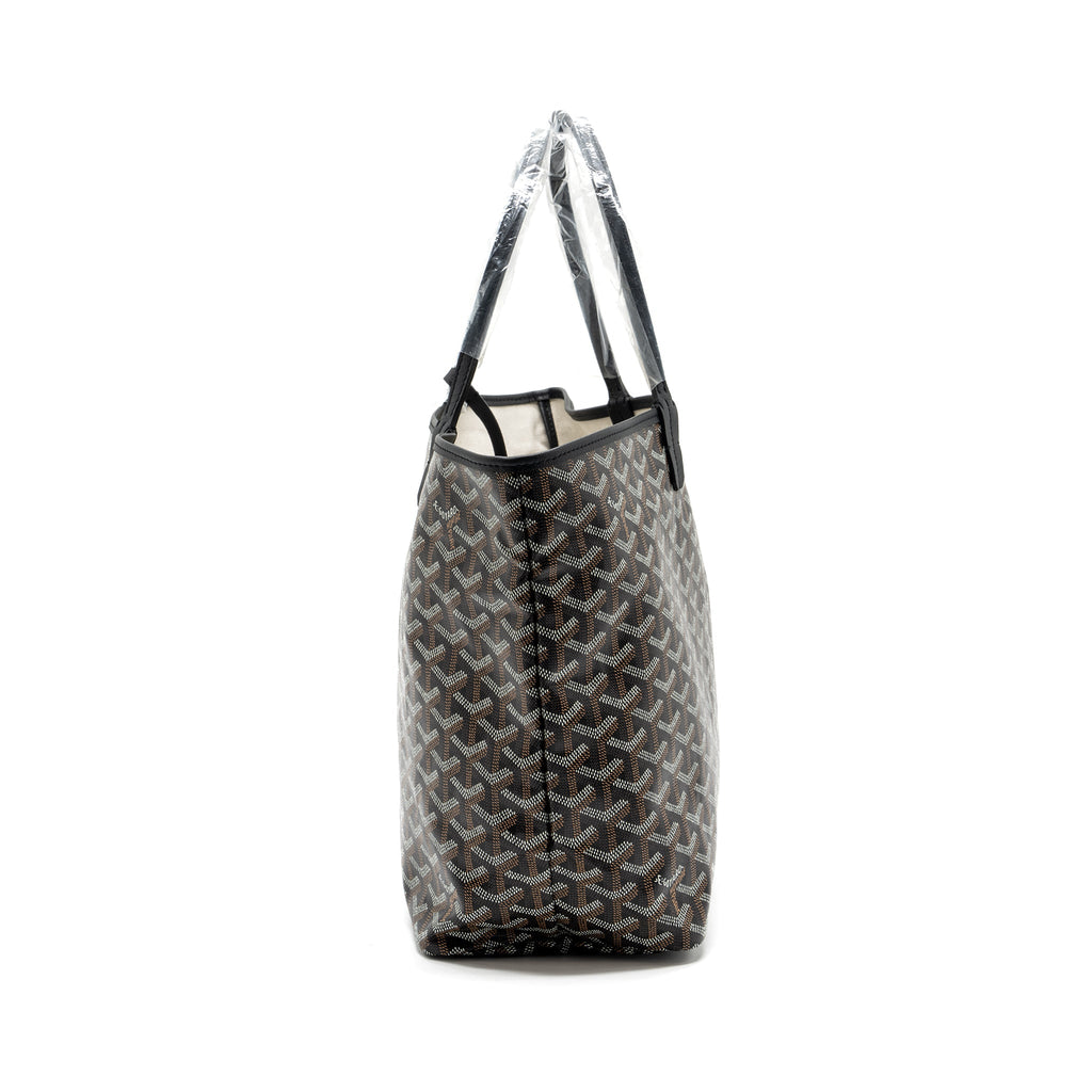 GOYARD SAINT LOUIS PM TOTE BAG GOYARDLINE CANVAS / CALFSKIN BLACK SHW